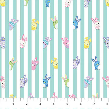 Teal Strips Springtime Squishmallows Cotton 44"/45" Fabric Per Yard