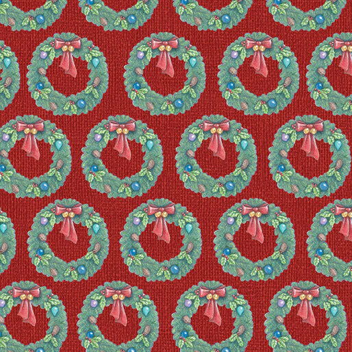 The Night Before Christmas - Wreath - Red 44" / 45" Fabric Per Yard