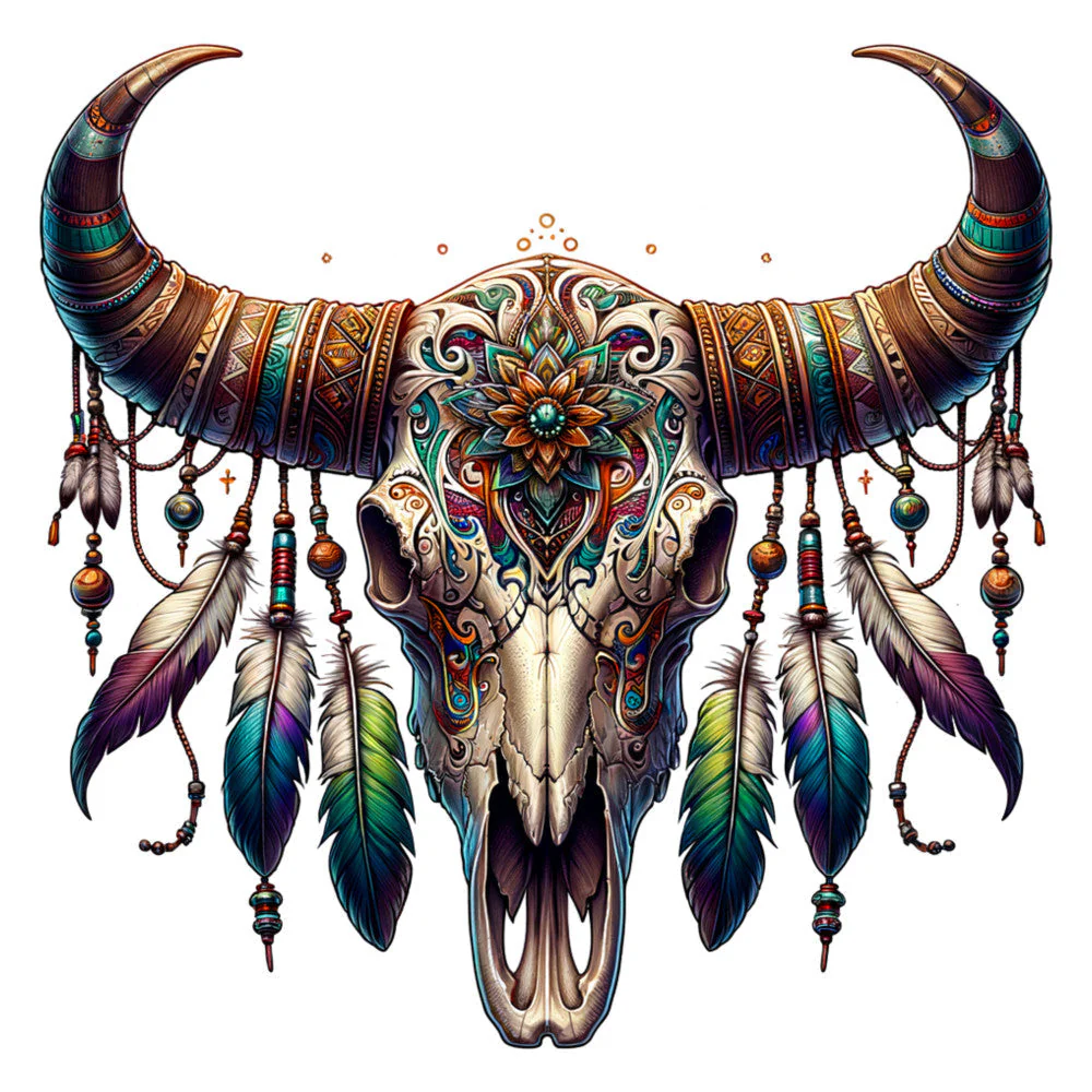 Tribal Skulls Fabric Panel 5