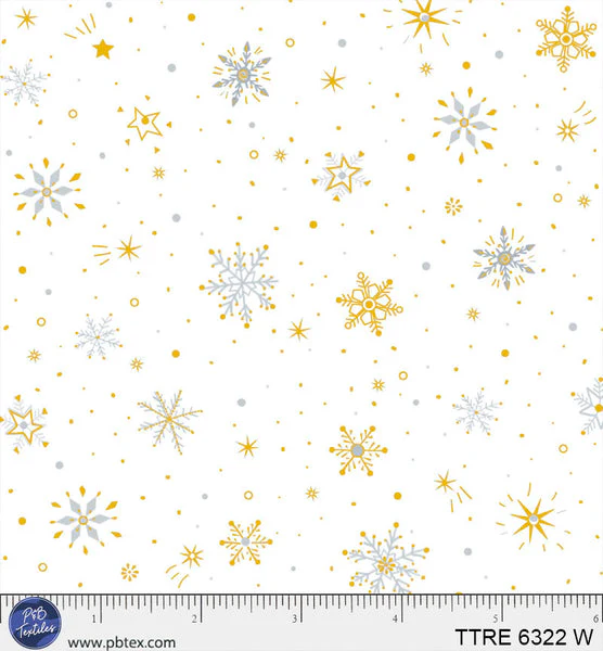 Turnowsky Treasures Ditzy Snowflake Allover White 44"/45" Cotton Fabric Per Yard