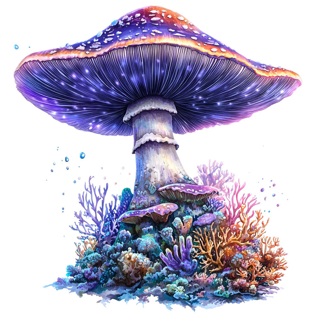 Underwater Mushrooms Fabric Panel 10