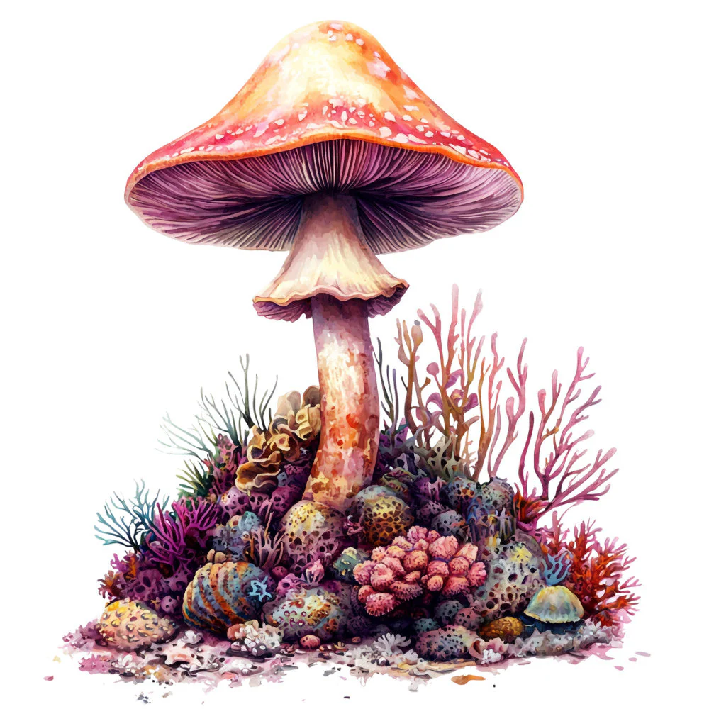 Underwater Mushrooms Fabric Panel 17
