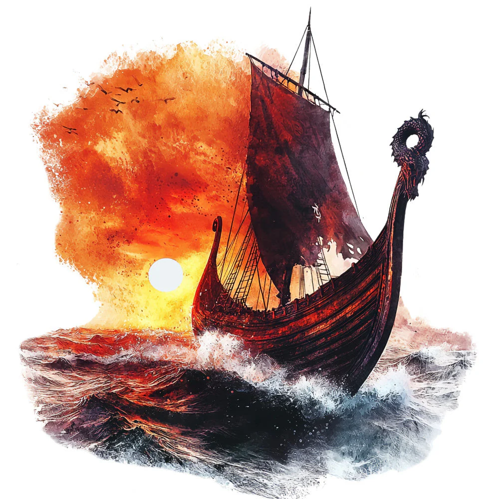 Viking Ships Fabric Panel 25