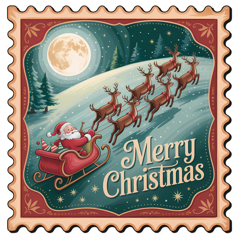 Vintage Christmas Stamps Fabric Panel 15
