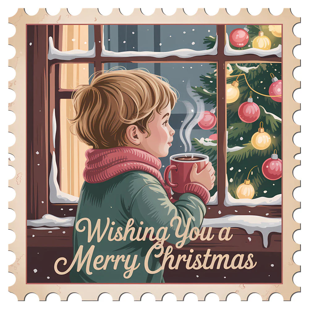 Vintage Christmas Stamps Fabric Panel 20