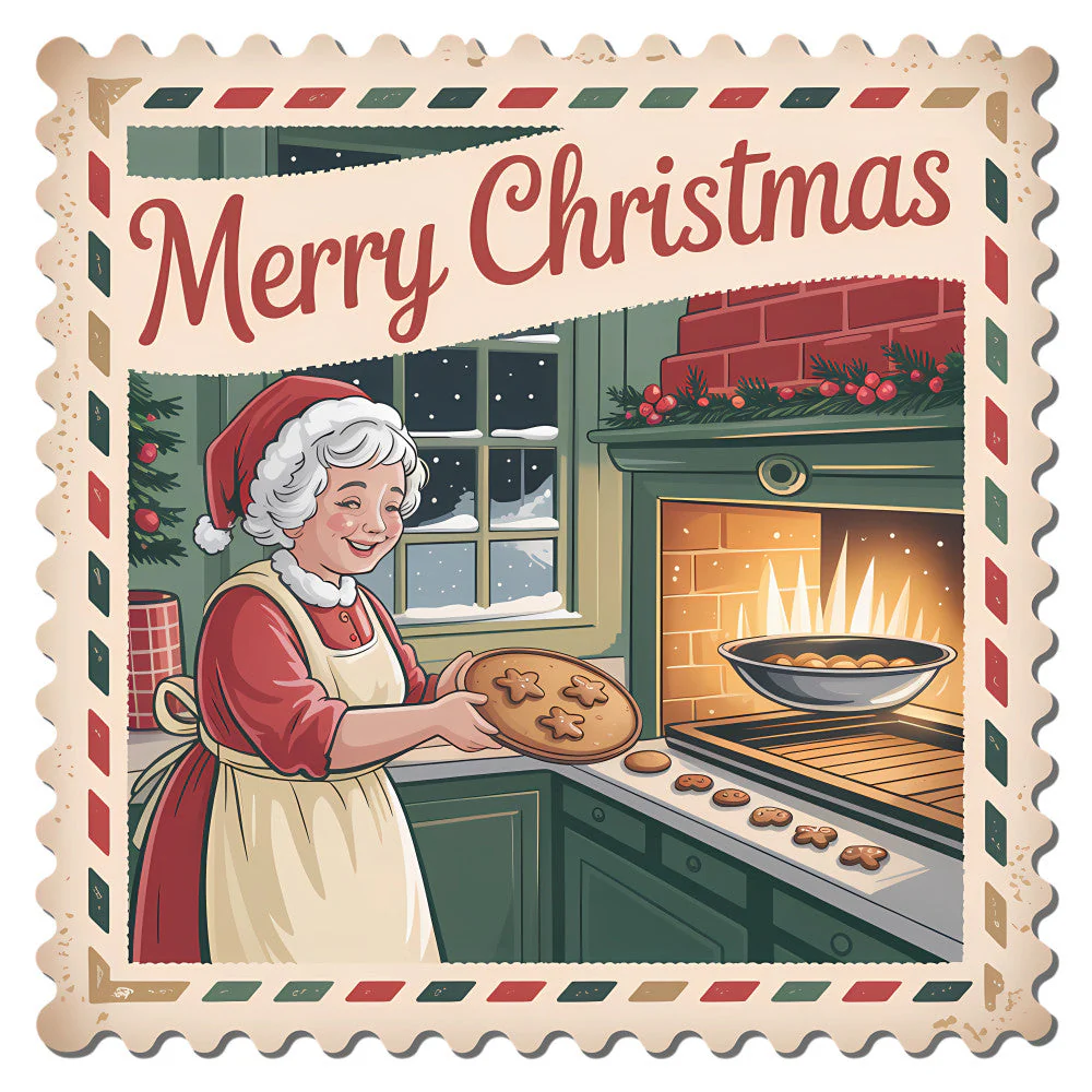 Vintage Christmas Stamps Fabric Panel 31