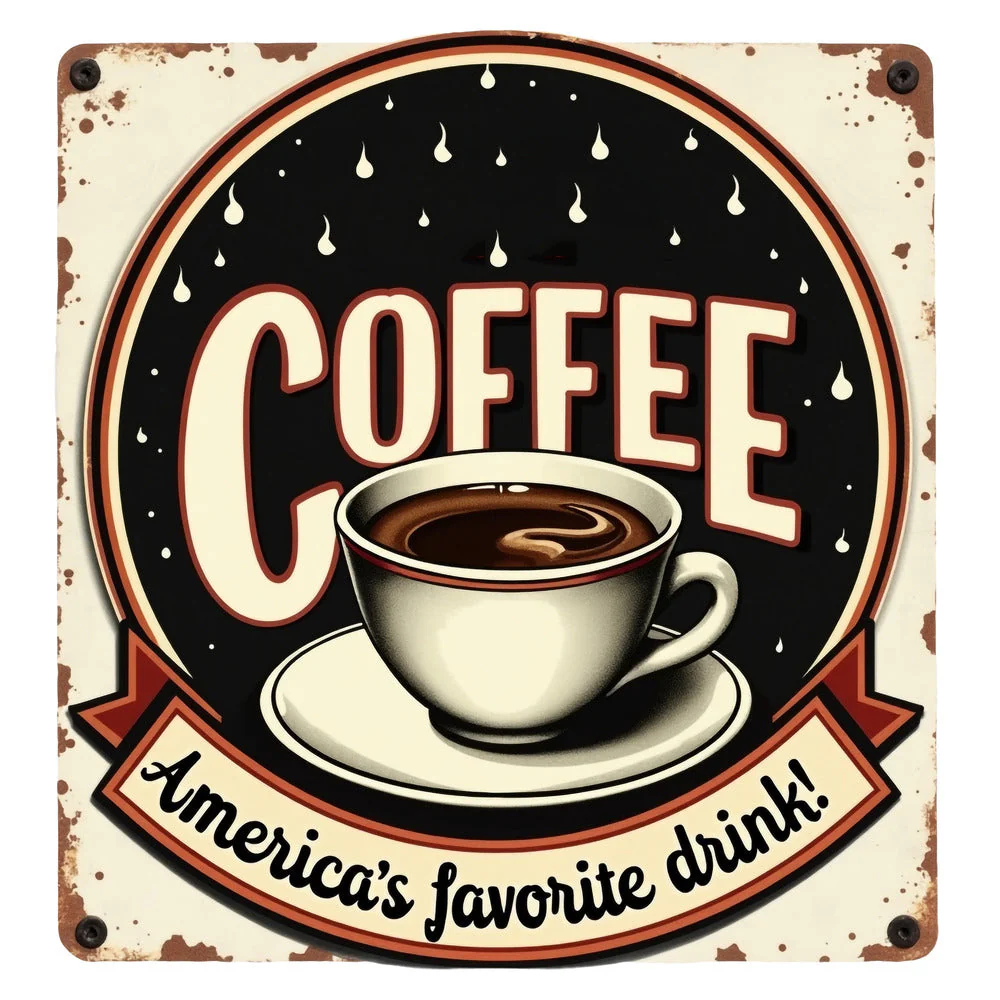 Vintage Coffee Signs Fabric Panel 13