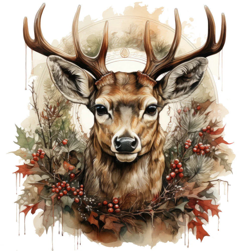 Vintage Deer Head Fabric Panel 13