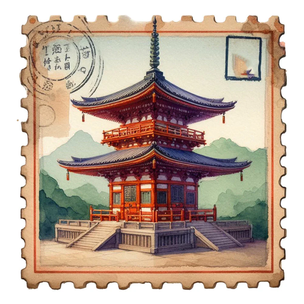 Vintage Travel Stamps Fabric Panel 2