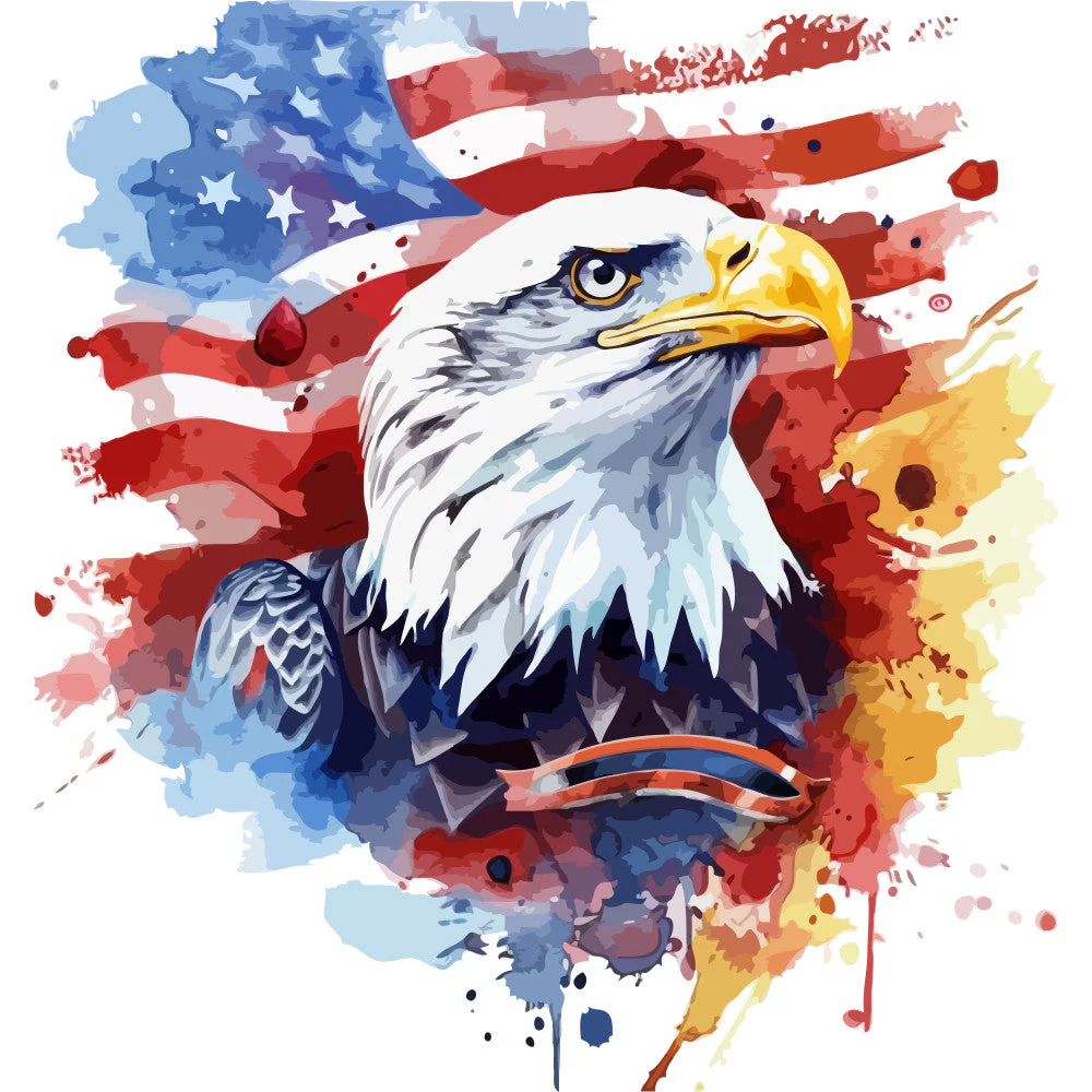 Watercolor 4th of July Fabric Panel 1