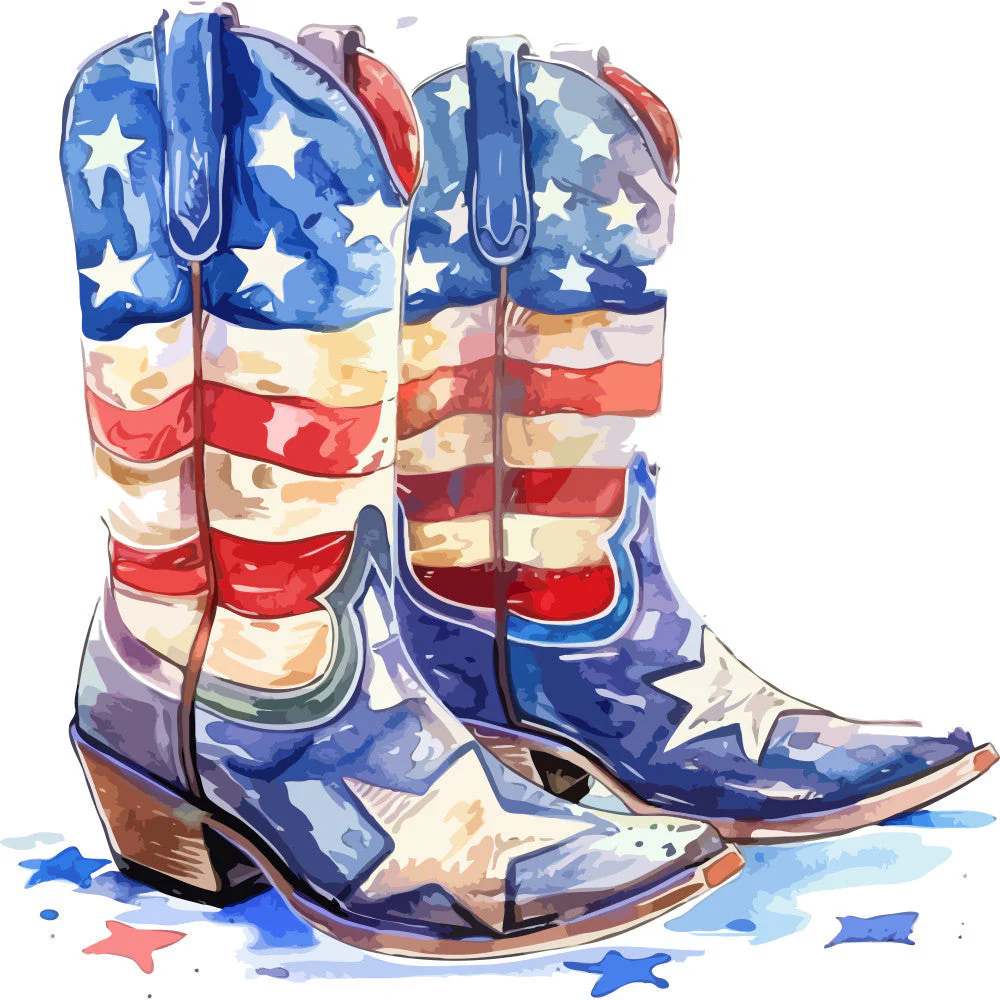 Watercolor 4th of July Fabric Panel 18