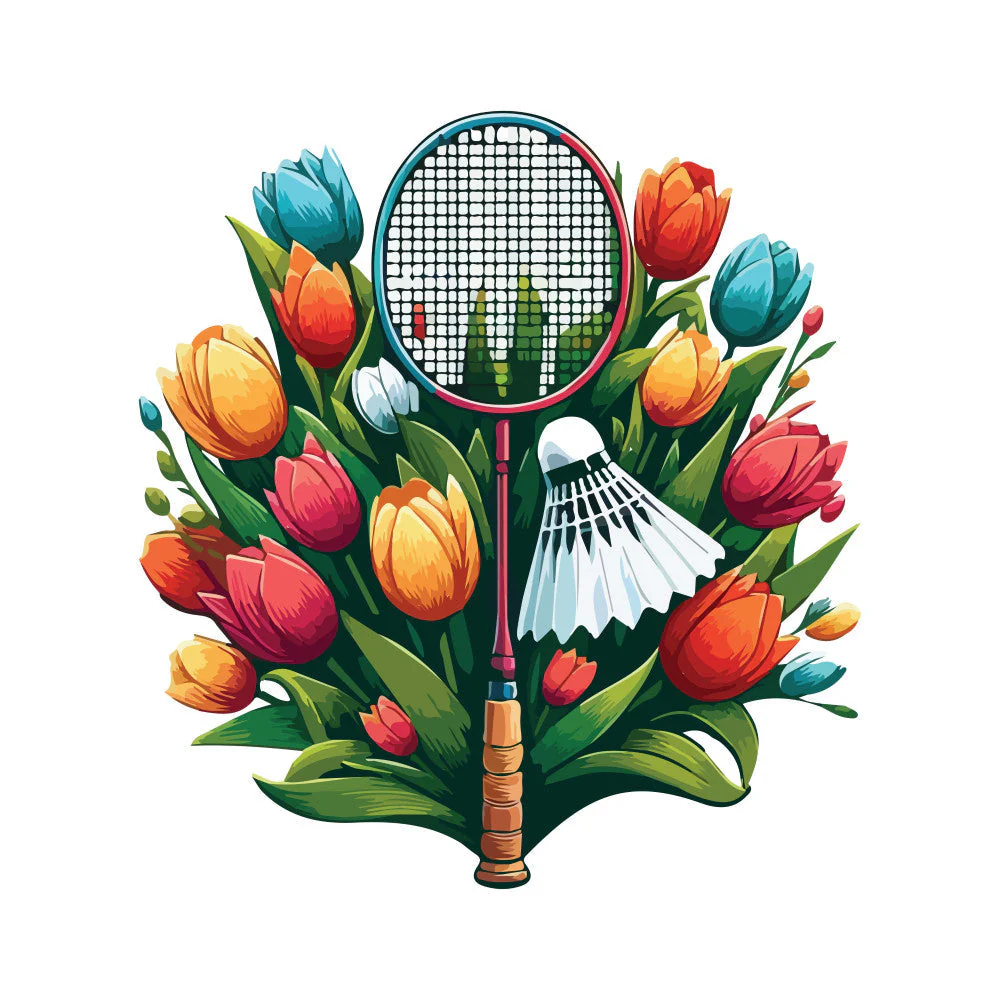 Watercolor-Badminton Fabric Panel 29