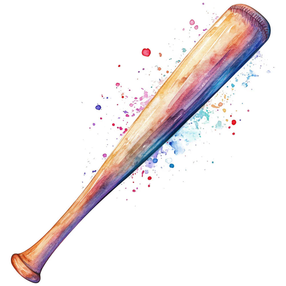 Watercolor Baseball Fabric Panel 20