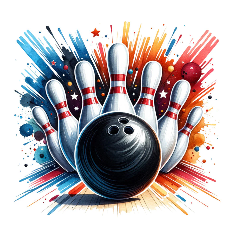 Watercolor Bowling Fabric Panel 2