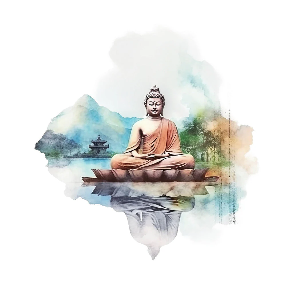 Watercolor Buddha Fabric Panel 12
