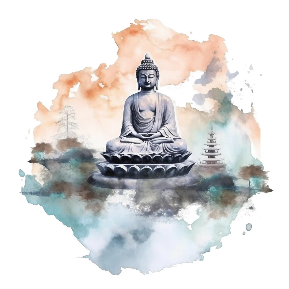 Watercolor Buddha Fabric Panel 14