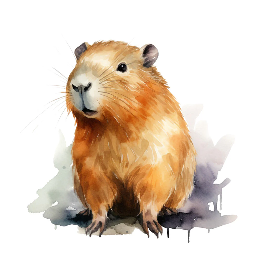 Watercolor Capybaras Fabric Panel 19