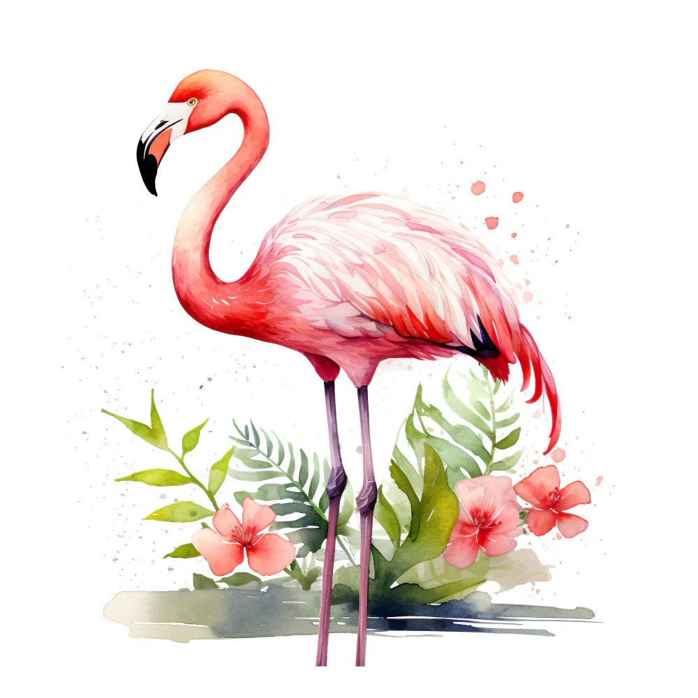 Watercolor Flamingos Fabric Panel 7
