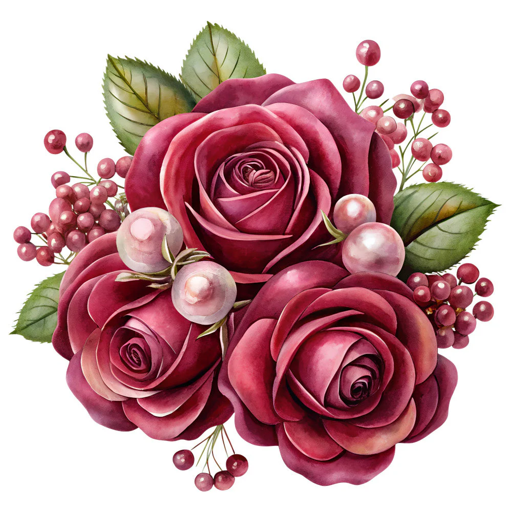 Watercolor Flower Bouquets Fabric Panel 14