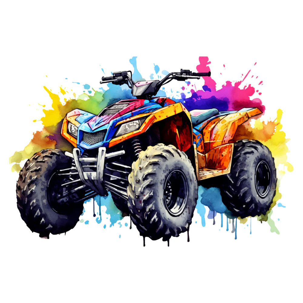 Watercolor Four Wheeler Fabric Panel 1