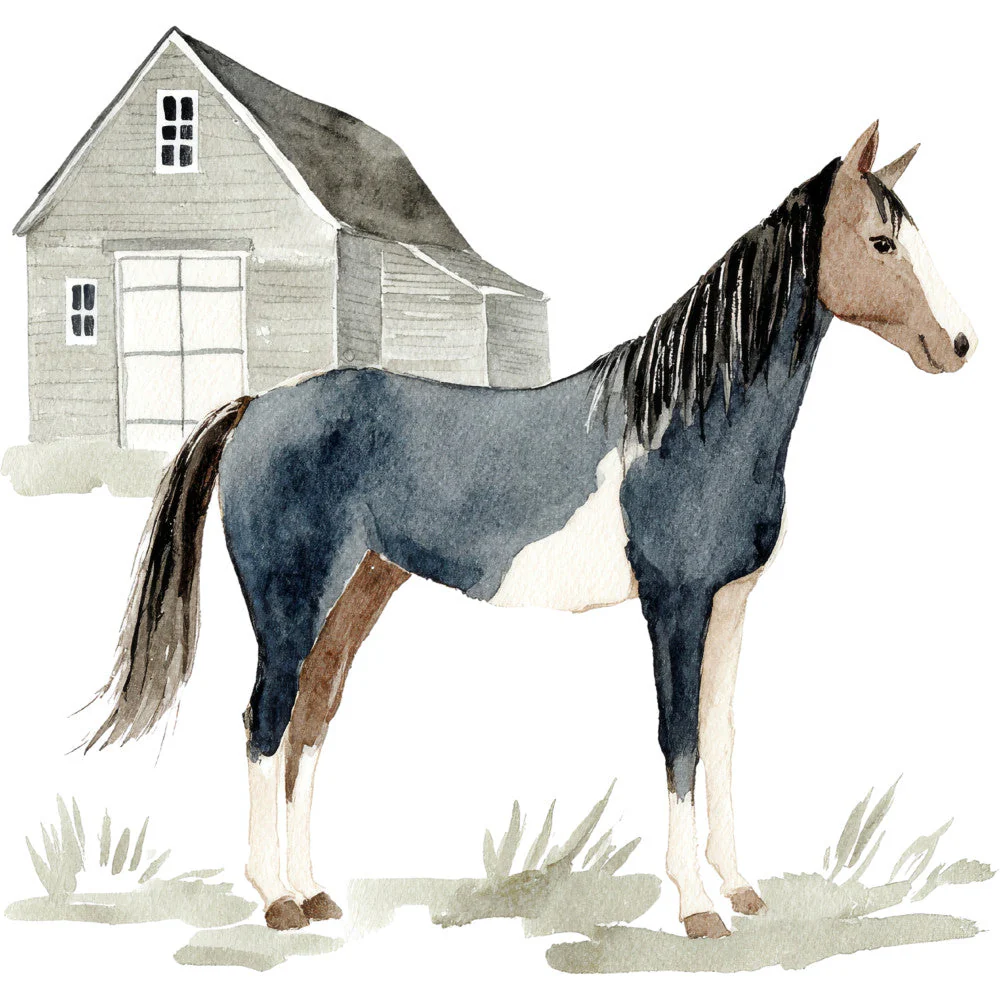 Watercolor Horses Fabric Panel 15