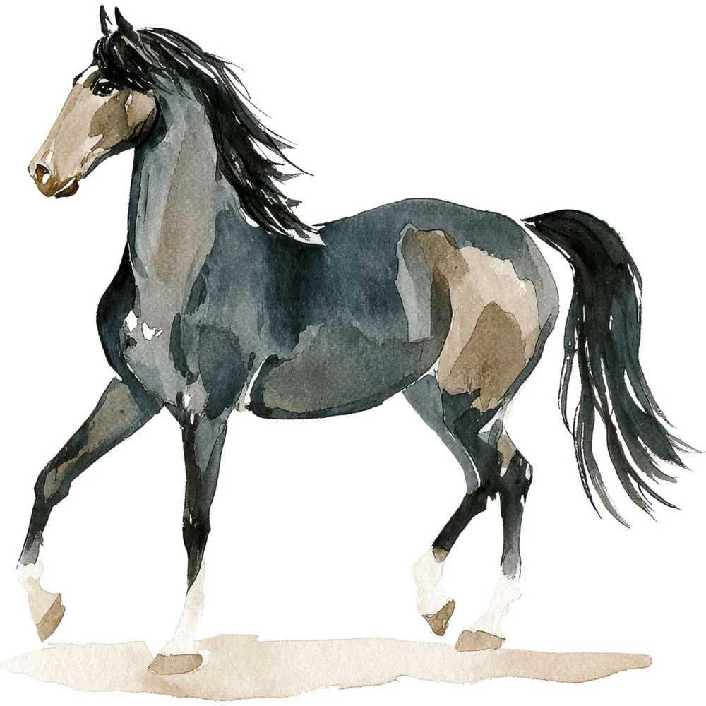 Watercolor Horses Fabric Panel 2