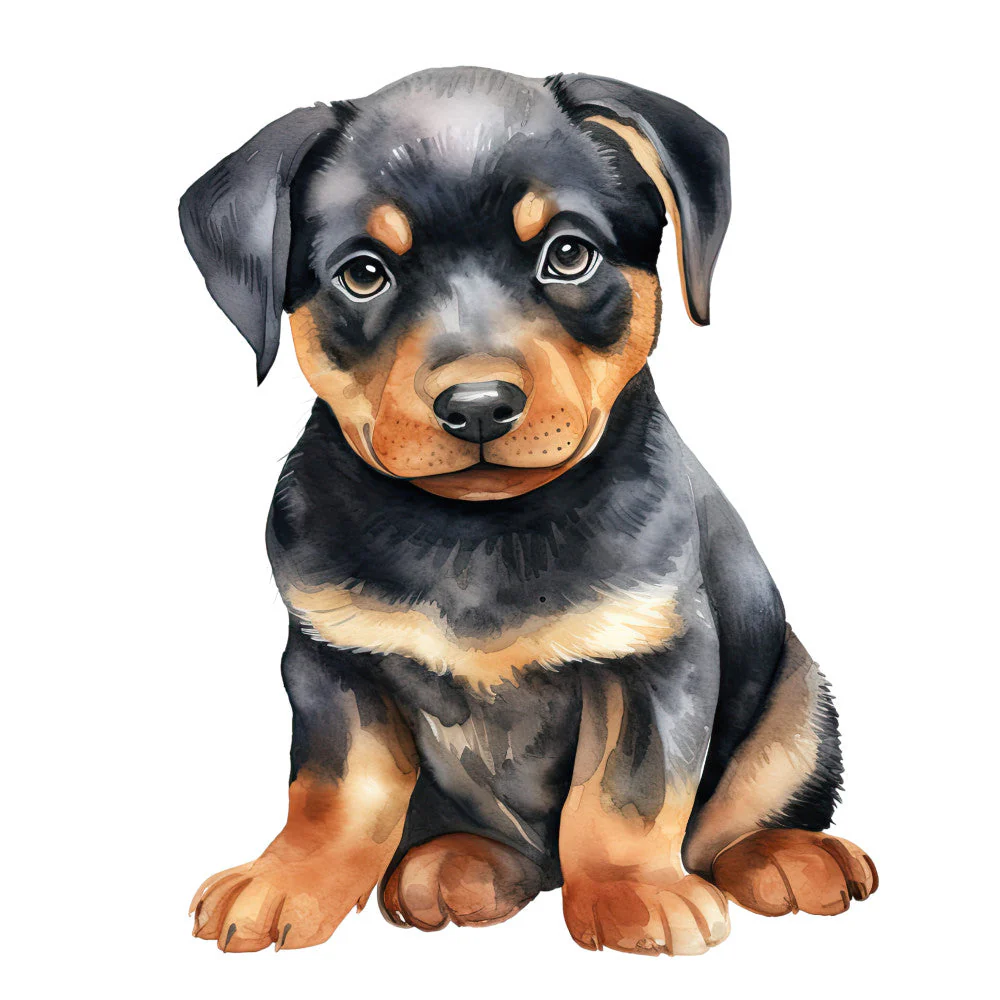 Watercolor Rottweiler Fabric Panel 17