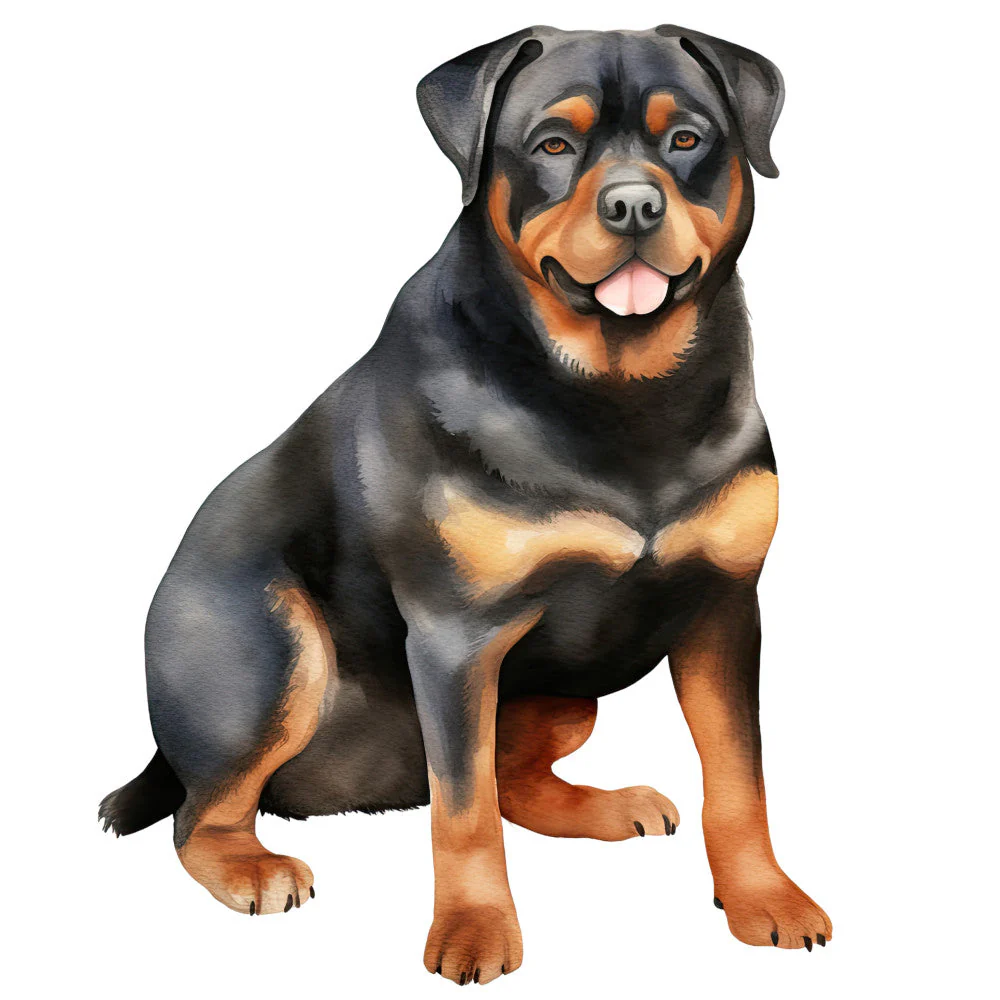 Watercolor Rottweiler Fabric Panel 6