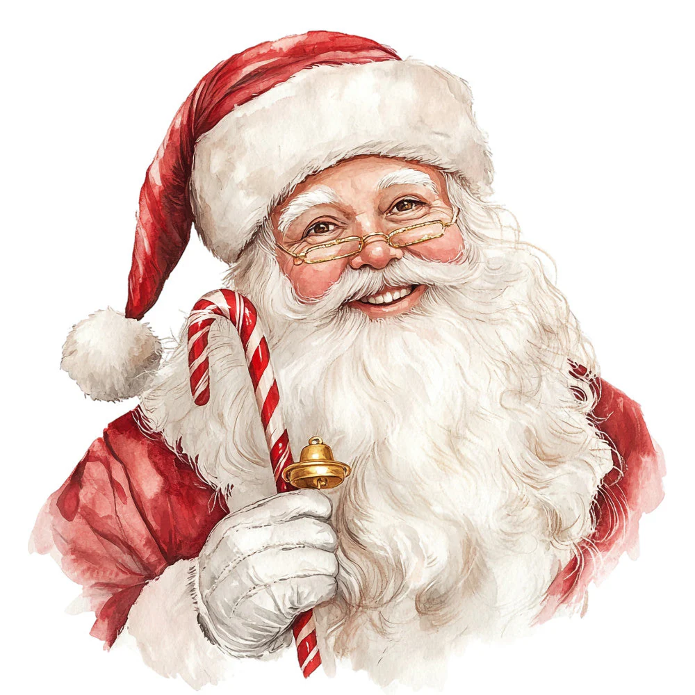 Watercolor Santa Claus Fabric Panel 12