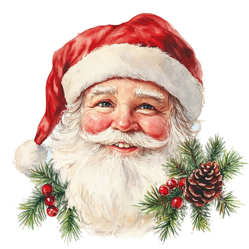 Watercolor Santa Claus Fabric Panel 17