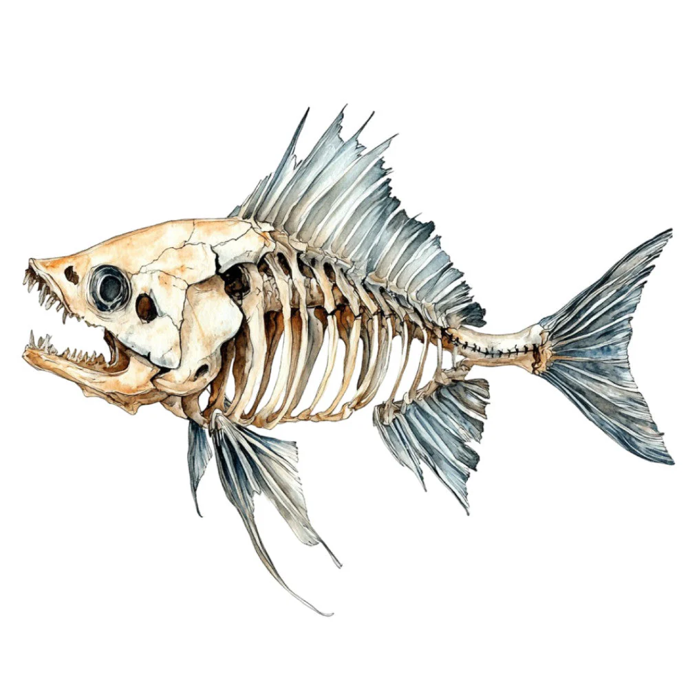 Watercolor Scary Fish Fabric Panel 18