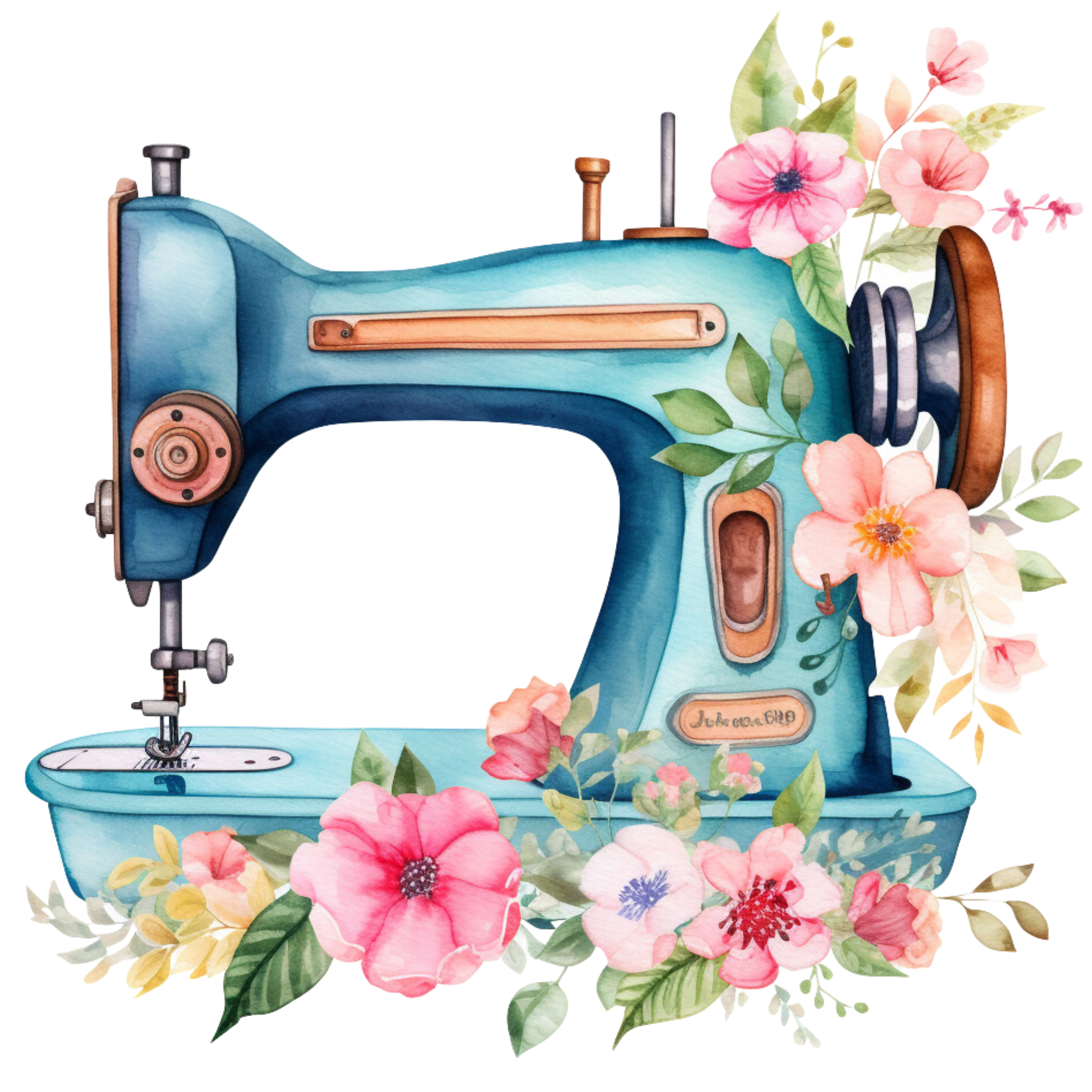 Watercolor Sewing Machines Fabric Panel 1