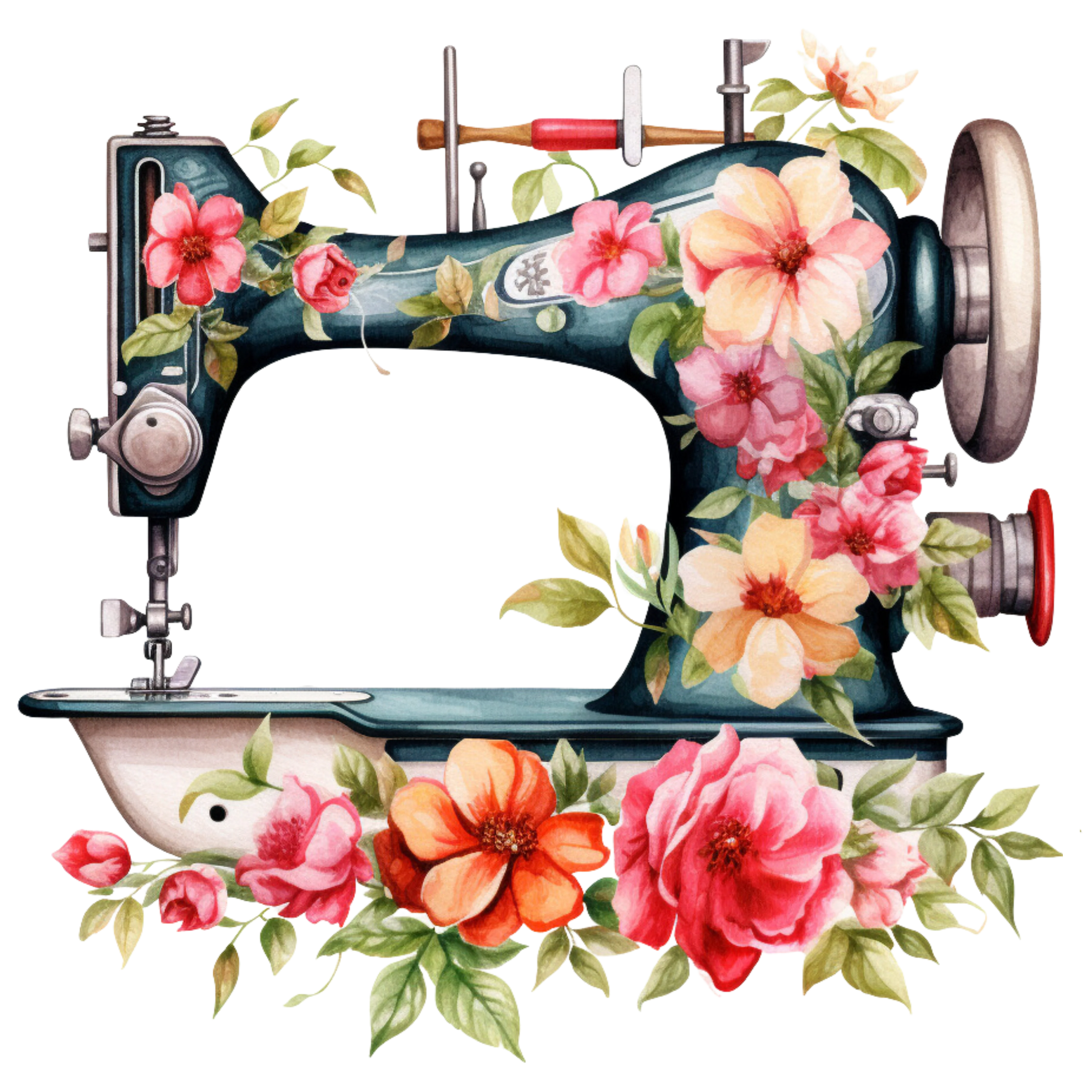 Watercolor Sewing Machines Fabric Panel 2