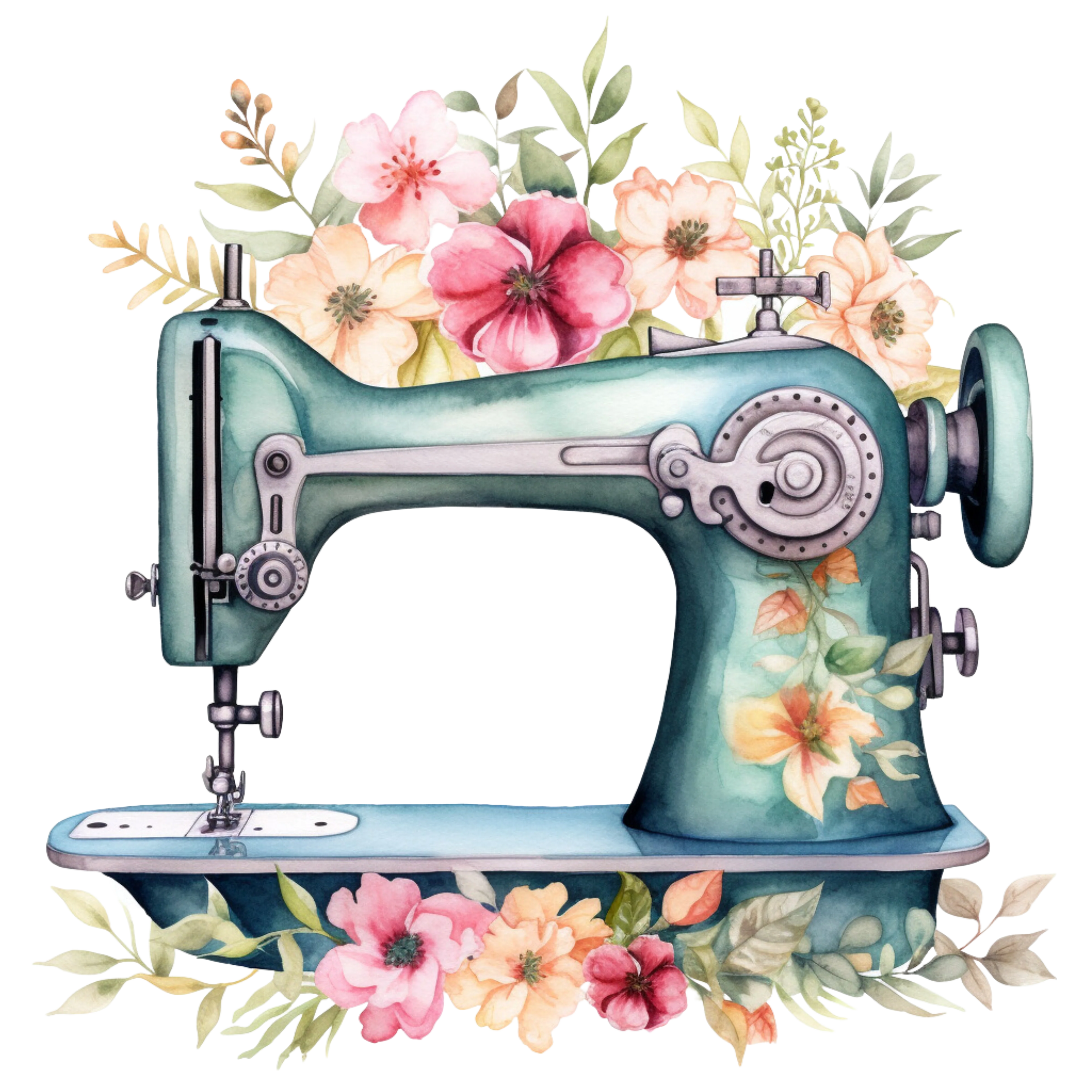 Watercolor Sewing Machines Fabric Panel 3
