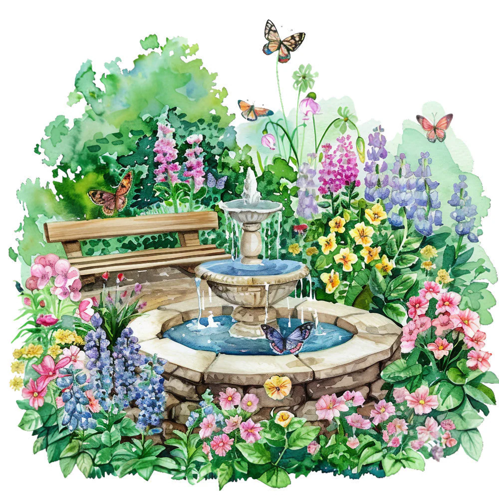 Watercolor Summer Landscapes Fabric Panel 25