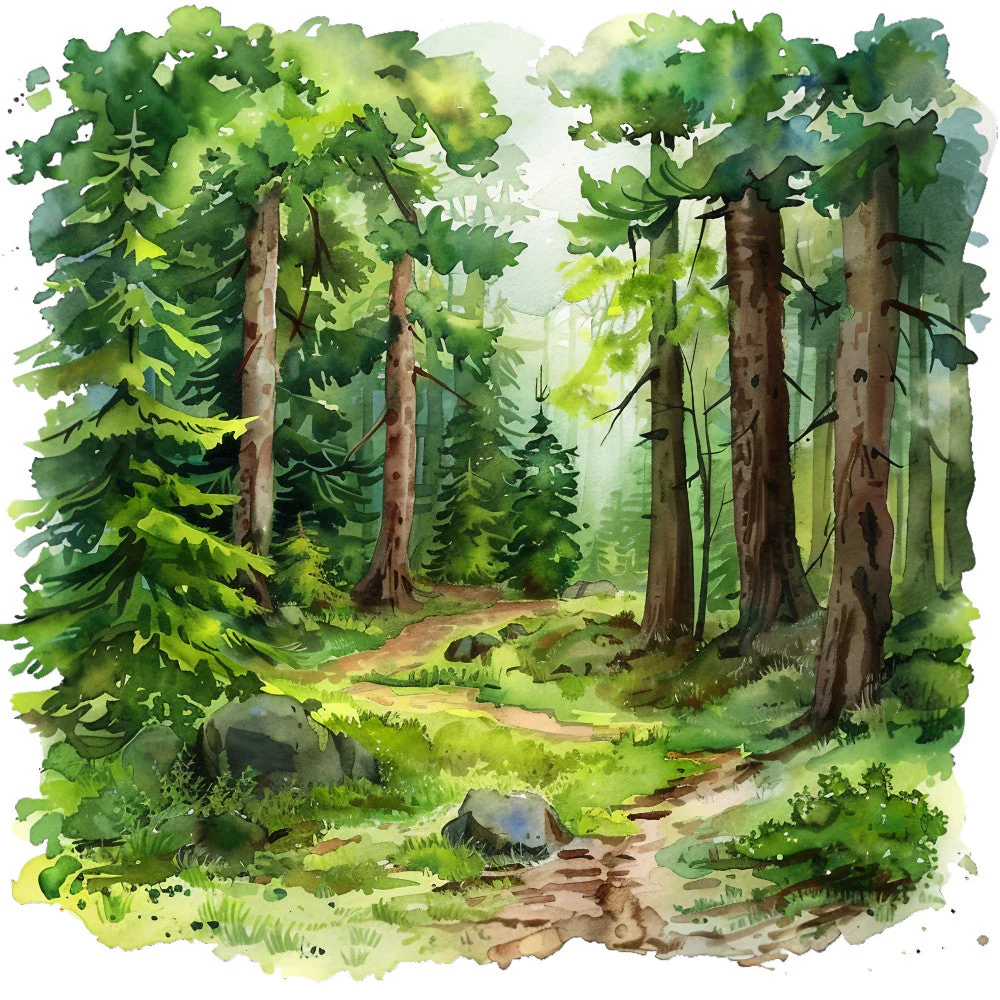 Watercolor Summer Landscapes Fabric Panel 38