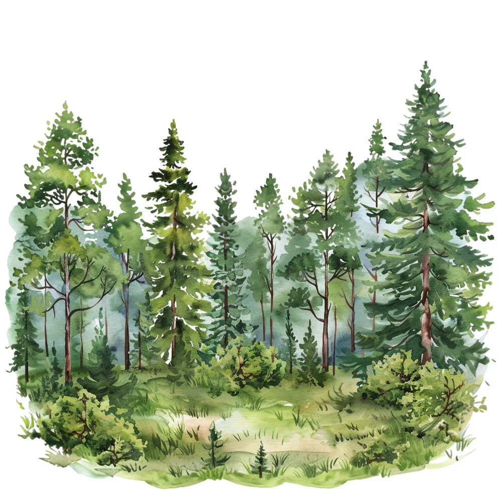 Watercolor Summer Landscapes Fabric Panel 4
