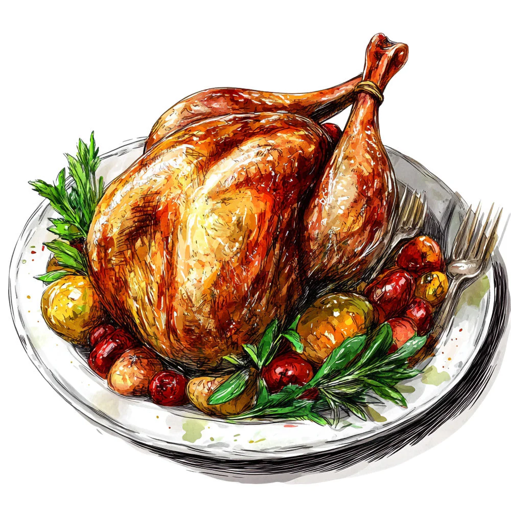 Watercolor Thanksgiving Fabric Panel 14