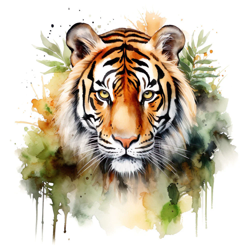 Watercolor Tiger Fabric Panel 4