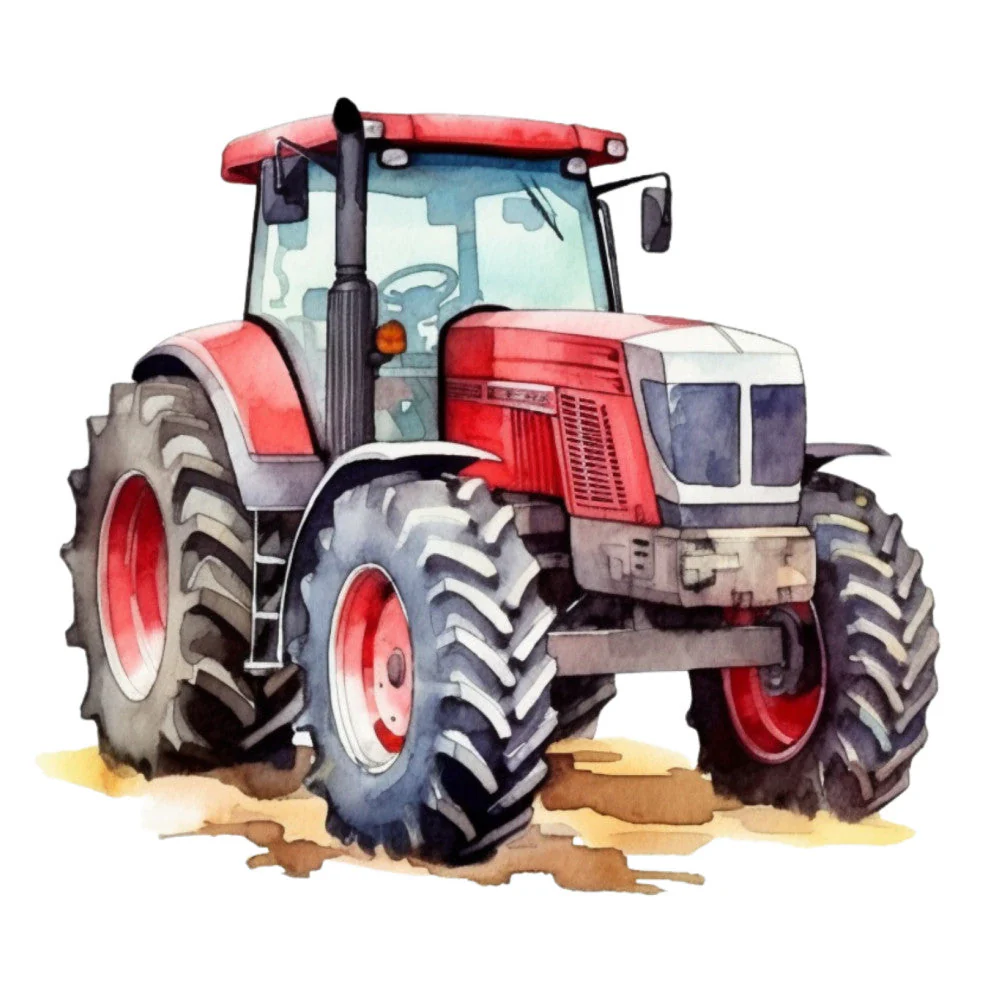 Watercolor Tractor Fabric Panel 7