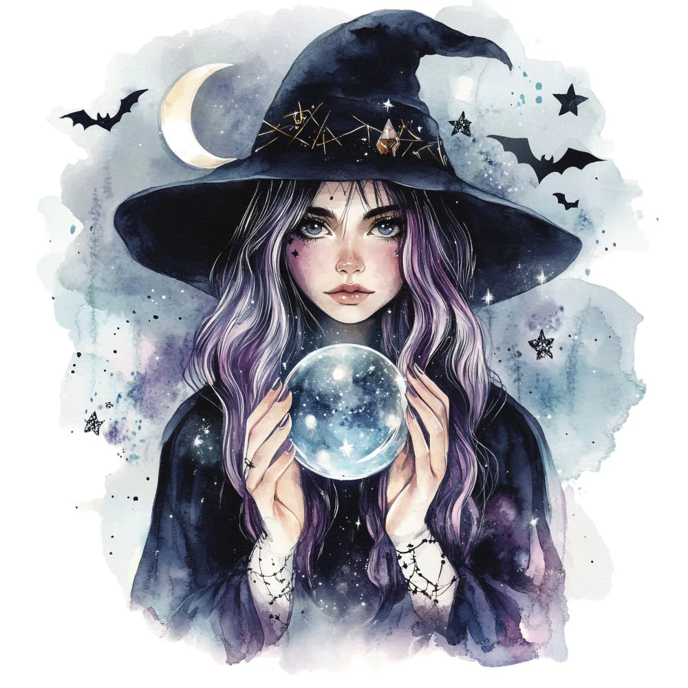 Watercolor Witch Fabric Panel 17