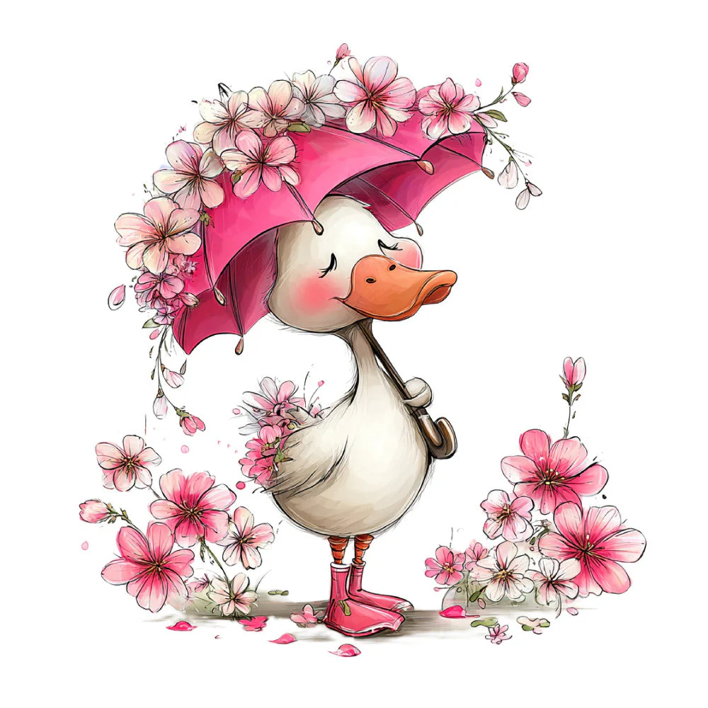 Whimsical Summer Goose Fabric Panel 25