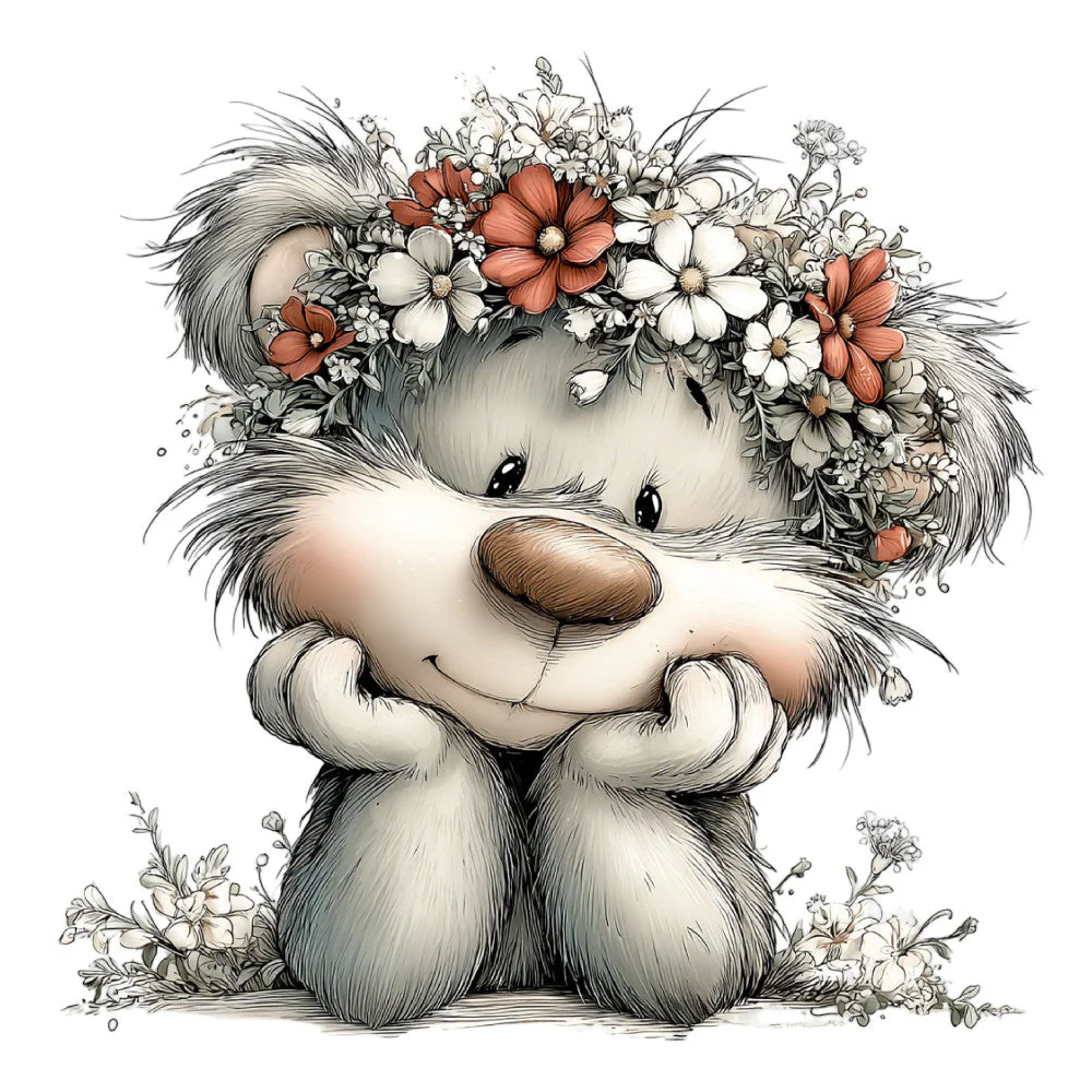 Whimsical Summer Teddy Bear Fabric Panel 24