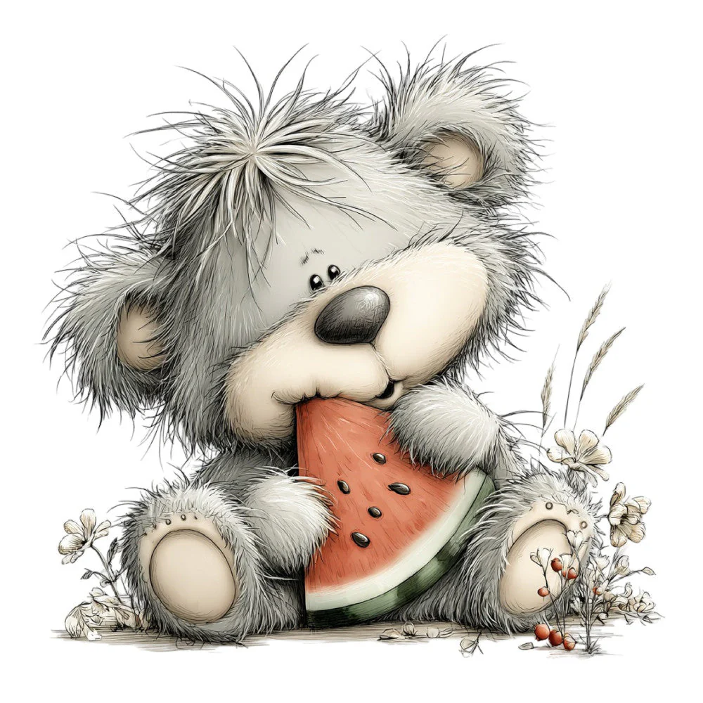 Whimsical Summer Teddy Bear Fabric Panel 28
