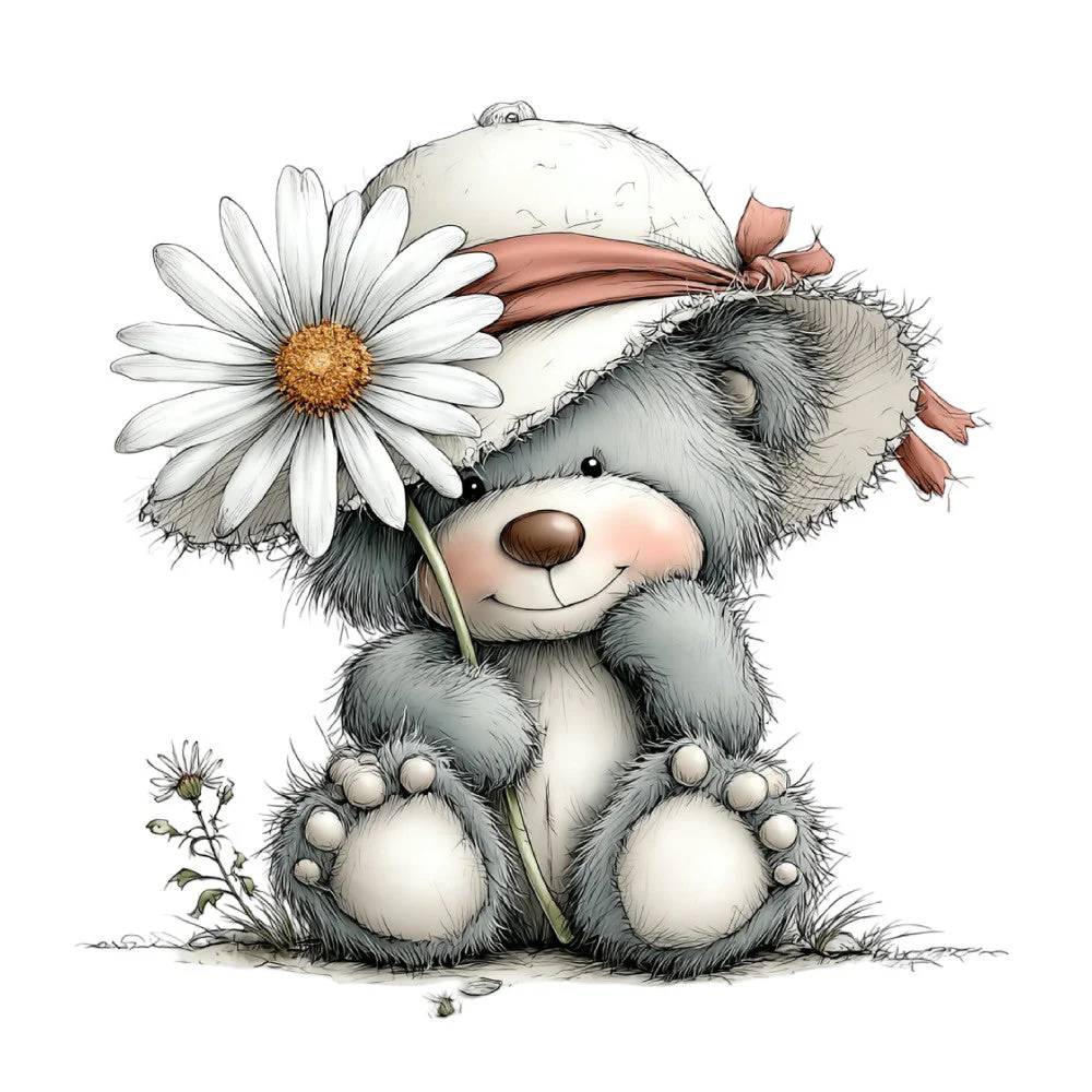 Whimsical Summer Teddy Bear Fabric Panel 3
