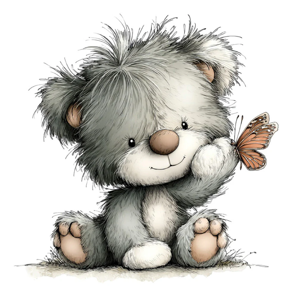 Whimsical Summer Teddy Bear Fabric Panel 33