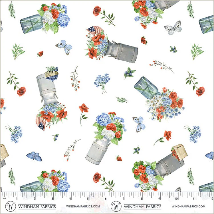 White America the Beautiful Red White and Beautiful 44"/45" Cotton Fabric Per yard
