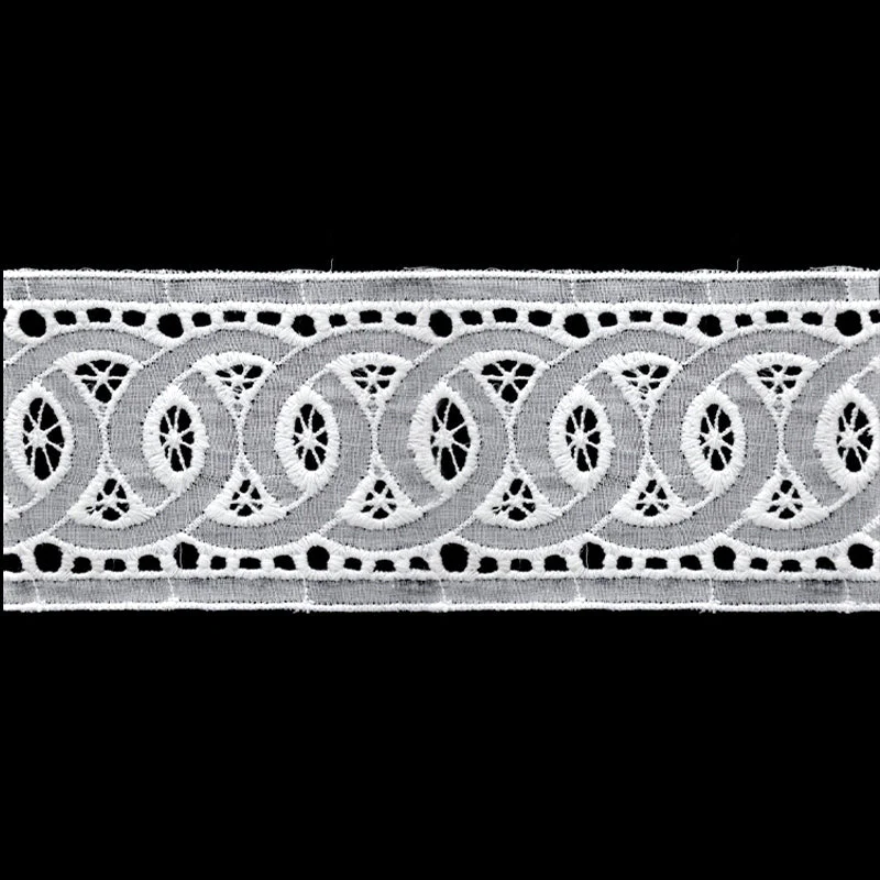 White Circle Chain Eyelet Lace Trim, 2 5/8-in X 5 Yards – Eyelet Ribbon for Sewing, Crafts & Garments