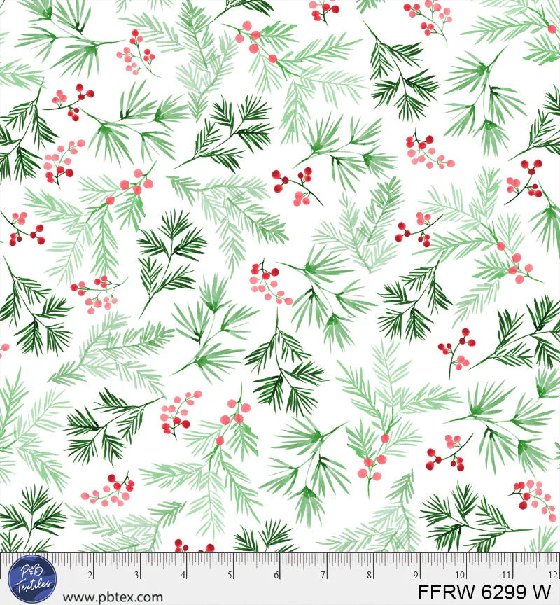 White First Frost Pine Spring 108" Cotton Fabric Per Yard