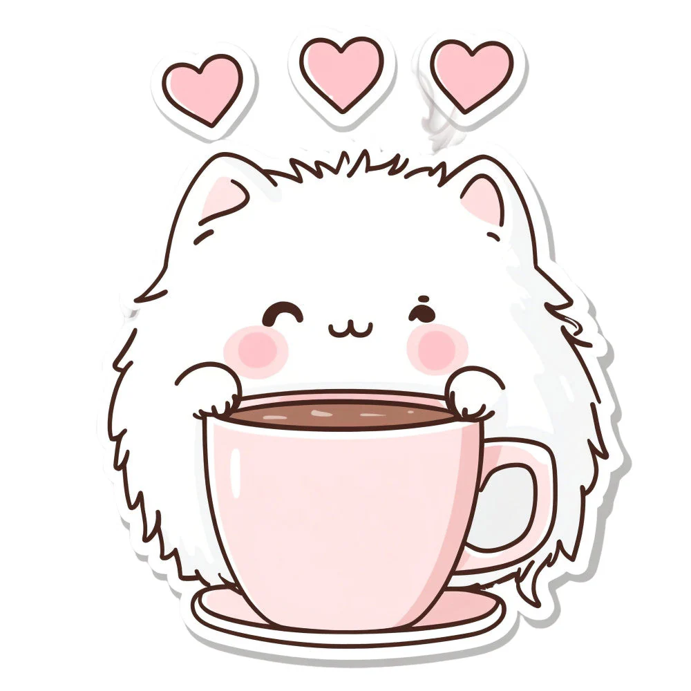 White Kawaii Cat Fabric Panel 20